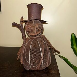 Handmade Steampunk Rusty Scrap Metal Snowman Christmas Decor